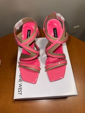 Nine West Reina Ankle Medium Pink Strappy heels